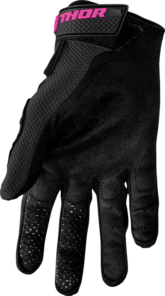 THOR Women's Sector Gloves - Black/Pink, Size XL - Model 3331-0245
