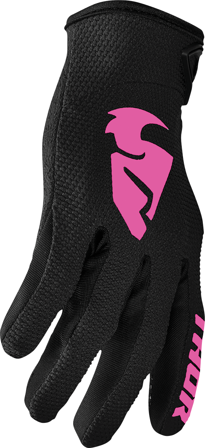 THOR Women's Sector Gloves - Black/Pink, Size XL - Model 3331-0245