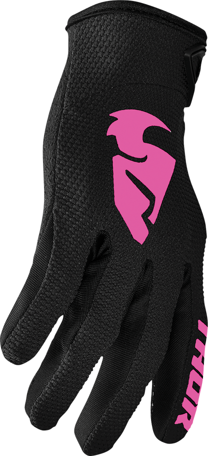 THOR Women's Sector Gloves - Black/Pink, Size XL - Model 3331-0245