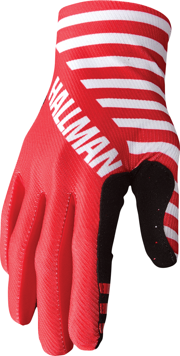 THOR Mainstay Slice Gloves White/Red XS - Lightweight Motorcycle Riding Gloves with Perforated Clarino® Palm and Durable Inner-Thumb