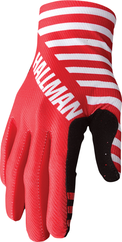 THOR Mainstay Slice Gloves White/Red XS - Lightweight Motorcycle Riding Gloves with Perforated Clarino® Palm and Durable Inner-Thumb
