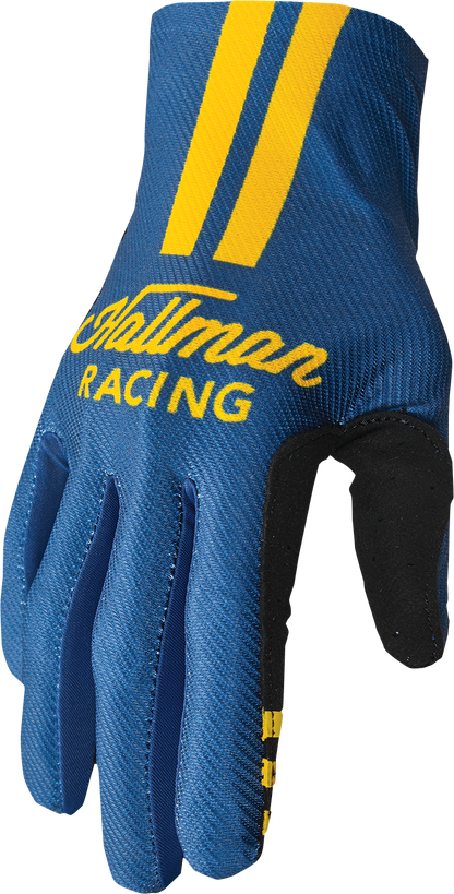THOR Mainstay Gloves - Roosted Navy/Lemon, Size XS - Lightweight Motorcycle Gloves with Perforated Clarino® Palm and Athlete-Inspired Fit