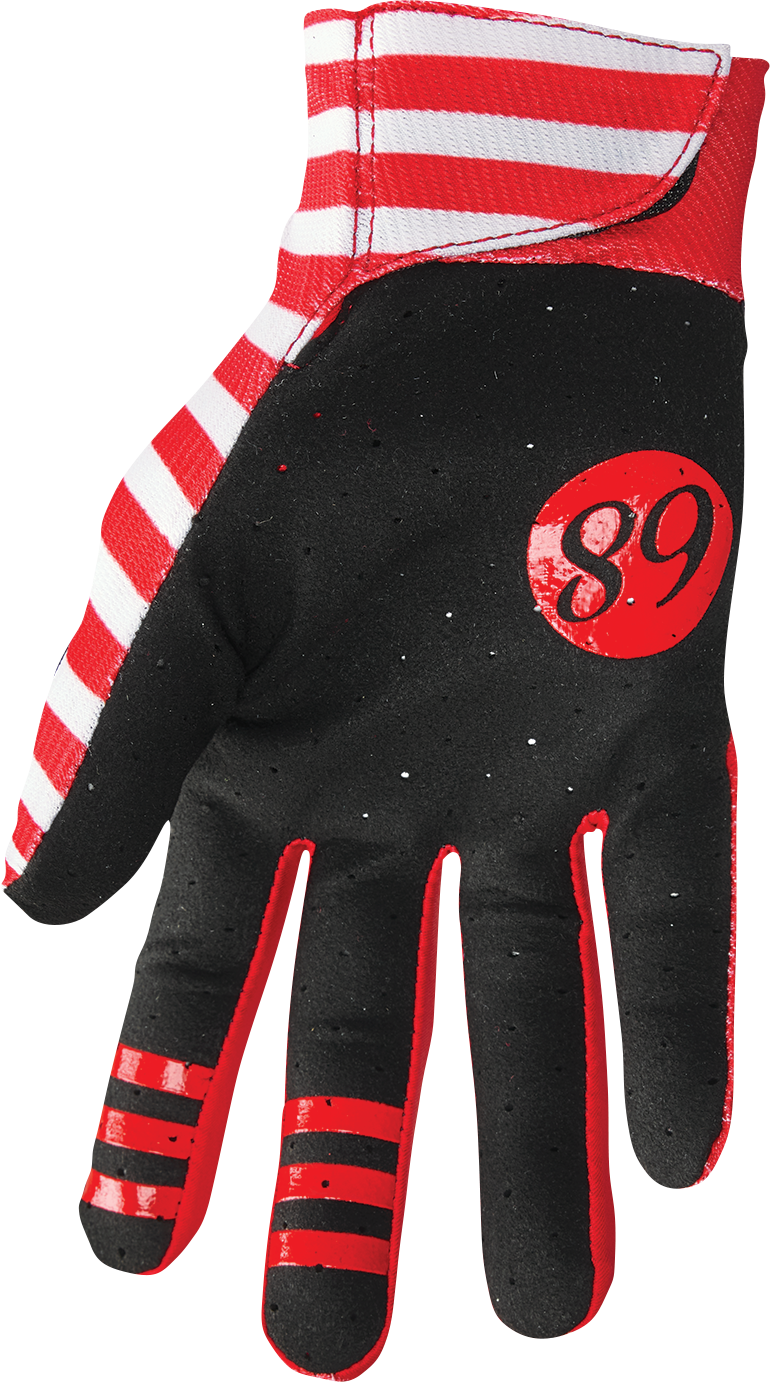 THOR Mainstay Gloves Slice White/Red Medium - Lightweight Motorcycle Riding Gloves with Perforated Palm and Enhanced Grip