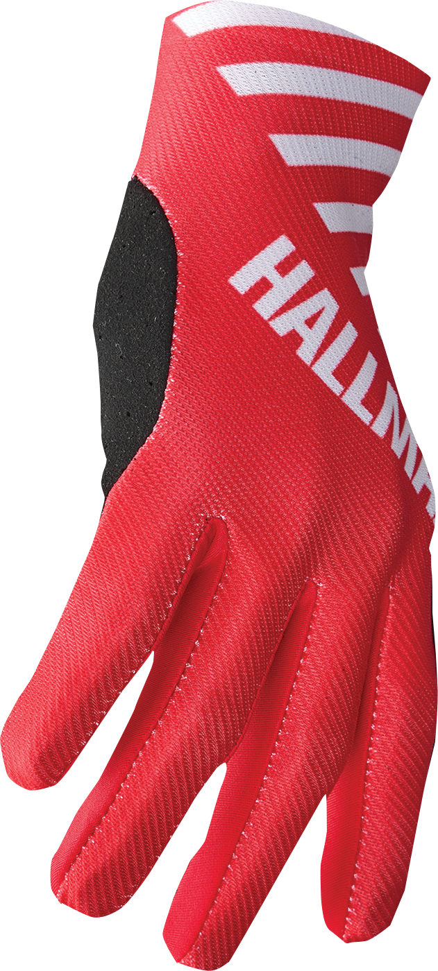 THOR Mainstay Gloves Slice White/Red Medium - Lightweight Motorcycle Riding Gloves with Perforated Palm and Enhanced Grip