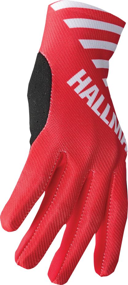 THOR Mainstay Gloves Slice White/Red Medium - Lightweight Motorcycle Riding Gloves with Perforated Palm and Enhanced Grip