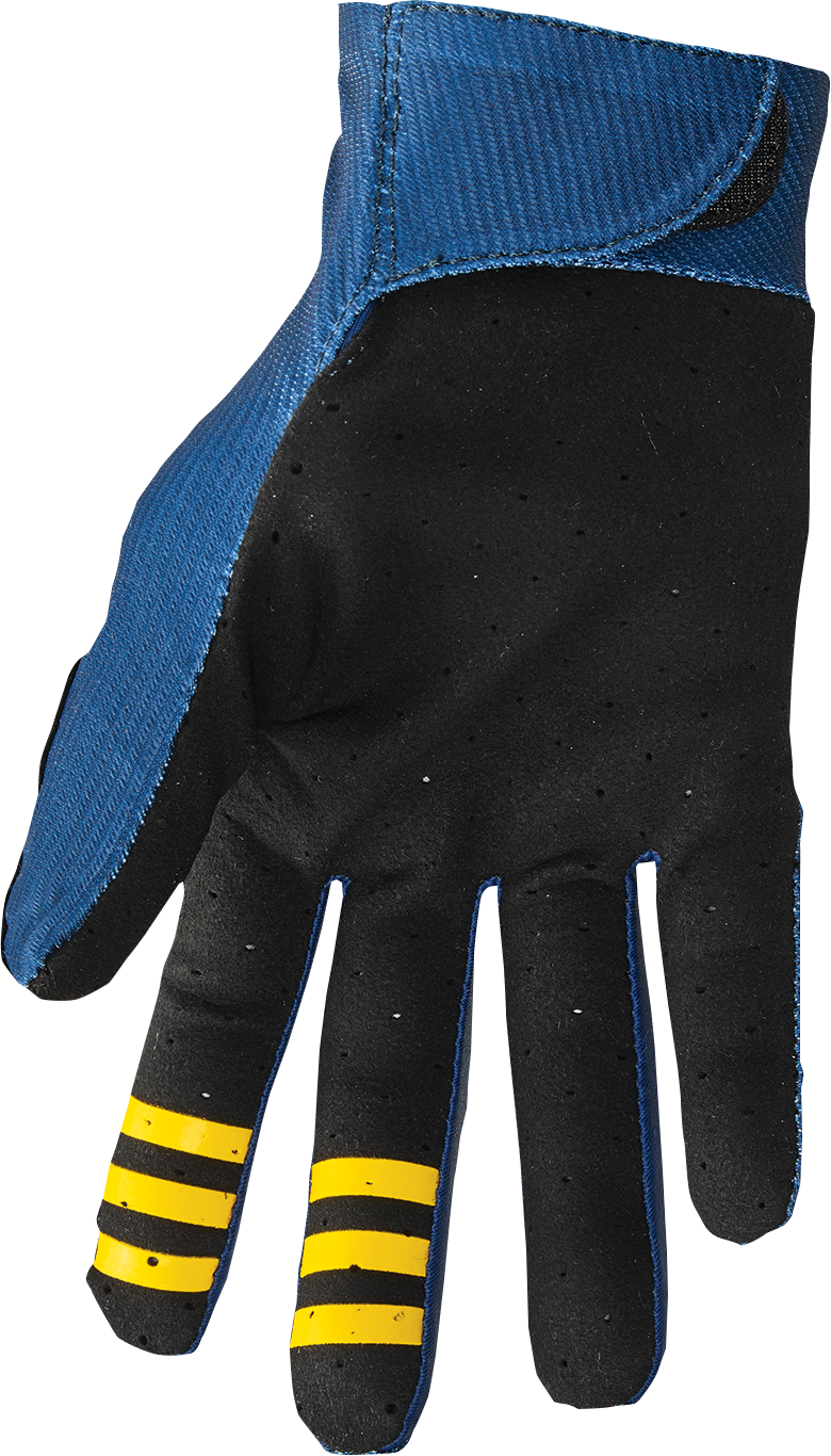 THOR Mainstay Gloves - Roosted Navy/Lemon, Size XS - Lightweight Motorcycle Gloves with Perforated Clarino® Palm and Athlete-Inspired Fit