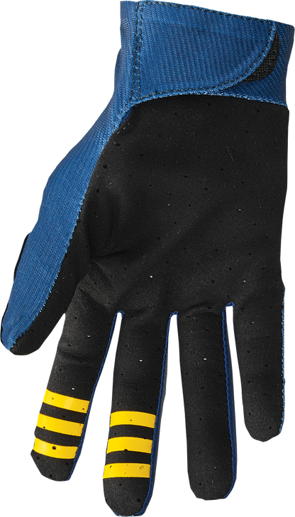 THOR Mainstay Gloves - Roosted Navy/Lemon, Size XS - Lightweight Motorcycle Gloves with Perforated Clarino® Palm and Athlete-Inspired Fit