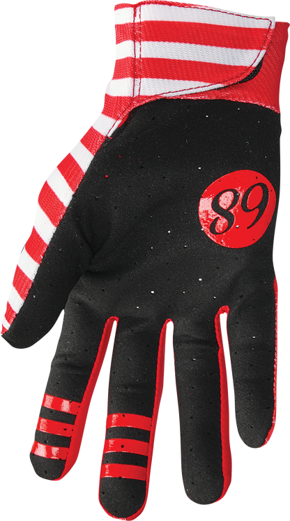 THOR Mainstay Slice Gloves White/Red XS - Lightweight Motorcycle Riding Gloves with Perforated Clarino® Palm and Durable Inner-Thumb