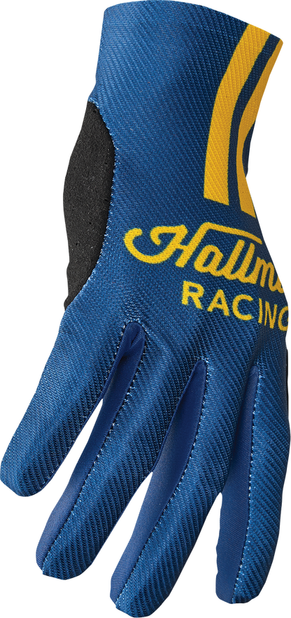 THOR Mainstay Gloves - Roosted Navy/Lemon, Size XS - Lightweight Motorcycle Gloves with Perforated Clarino® Palm and Athlete-Inspired Fit
