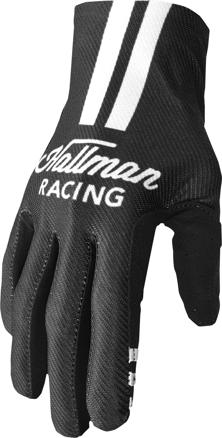THOR Mainstay Gloves Roosted 2XL - Black and White - Durable Motorcycle Riding Gloves with Perforated Clarino® Palm