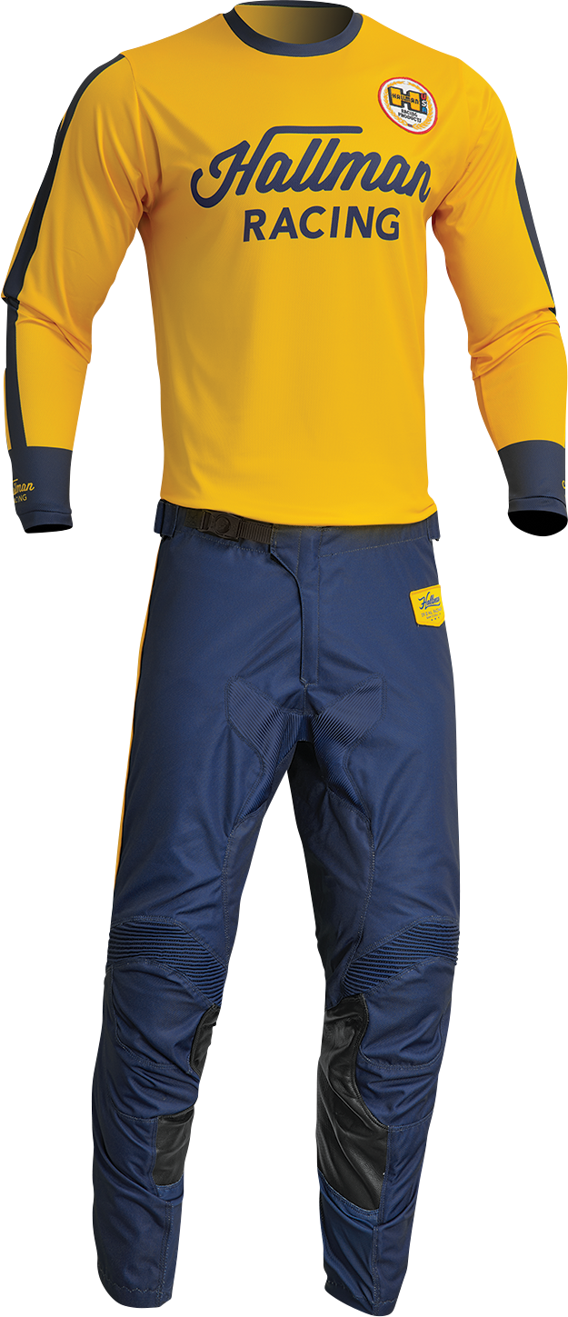 THOR Hallman Differ Roosted Jersey - Lemon/Navy, Small (Part Number 2910-7121)