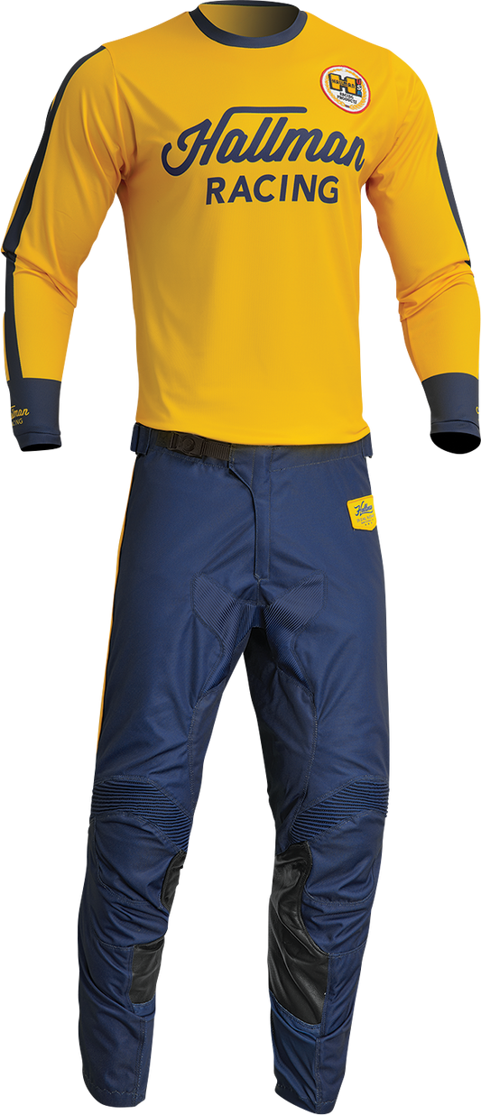 THOR Hallman Differ Roosted Jersey - Lemon/Navy, Small (Part Number 2910-7121)