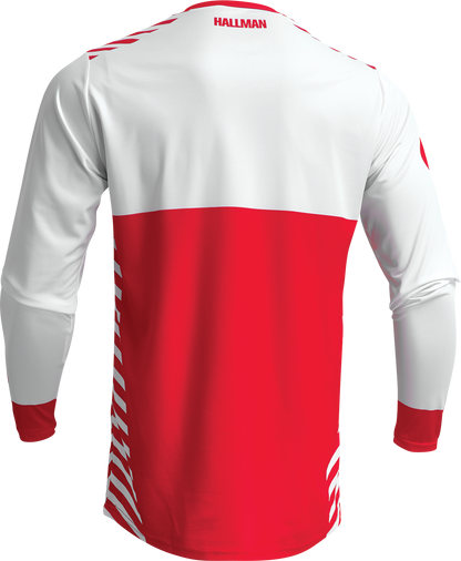 THOR Differ Slice Jersey - White/Red, Small - Durable Performance Cycling Apparel