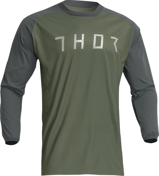 THOR Terrain Jersey - Army/Charcoal - XL - Four-Way Stretch, Ventilated, Moisture Wicking Performance Gear