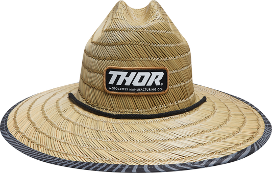 THOR Straw Hat - Tan 2501-4002 with Underbill Pattern and Drawstring Cord