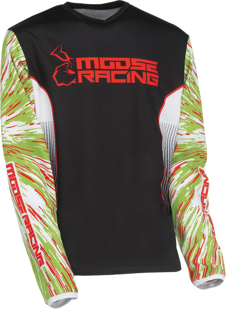 Moose Offroad Youth Agroid Jersey Medium - Green, Red & Black, Part No. 2912-2268