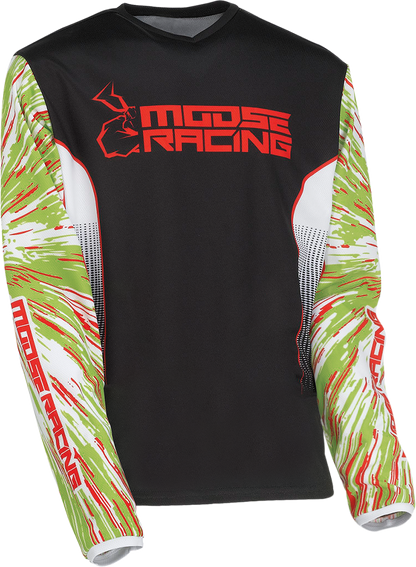 Moose Offroad Youth Agroid Jersey Medium - Green, Red & Black, Part No. 2912-2268