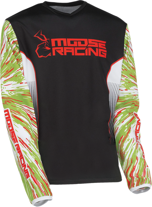 Moose Offroad Youth Agroid Jersey - Green, Red & Black, Size Large - Part 2912-2269