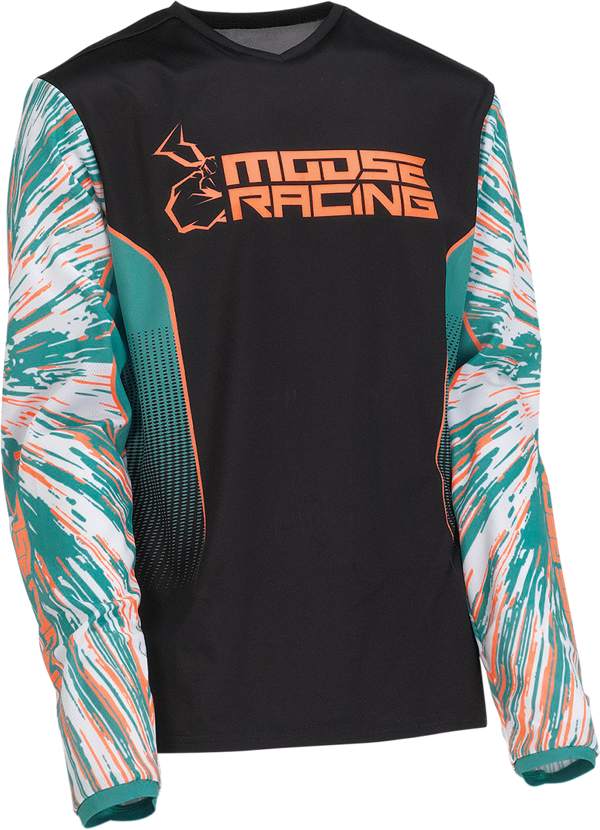 Moose Offroad Youth Agroid Jersey – Large, Teal/Orange/Black, Part No. 2912-2254