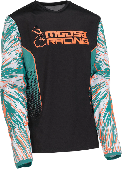 Moose Offroad Youth Agroid Jersey – Large, Teal/Orange/Black, Part No. 2912-2254
