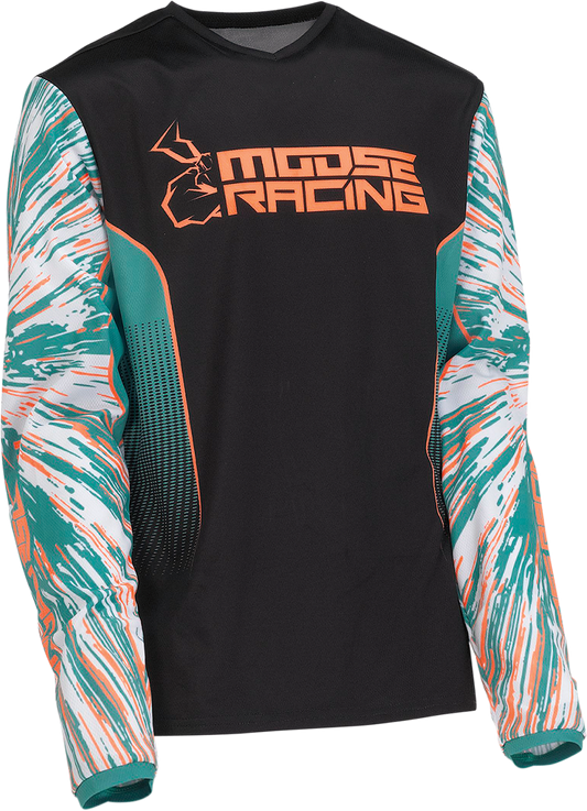 Moose Offroad Youth Agroid Jersey – Large, Teal/Orange/Black, Part No. 2912-2254