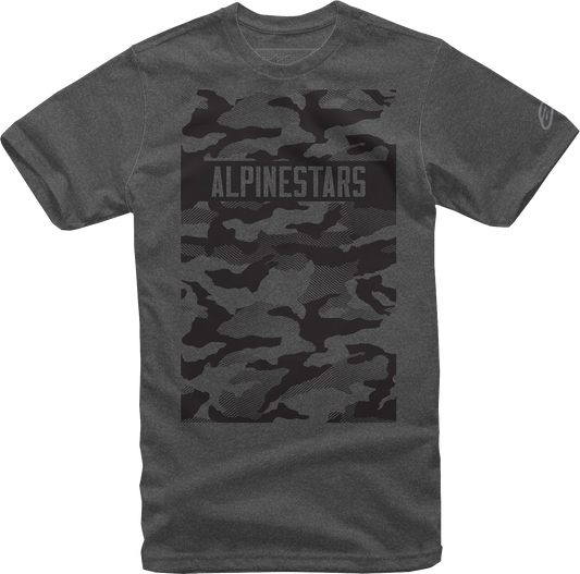 Alpinestars Terra T-Shirt Charcoal Heather XL - Comfortable Cotton-Polyester Blend with Camo Graphic and Sleeve Logo
