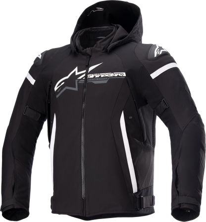 Alpinestars Zaca Waterproof Jacket 3XL - Black/White with Nucleon Flex Pro Armor Compatibility