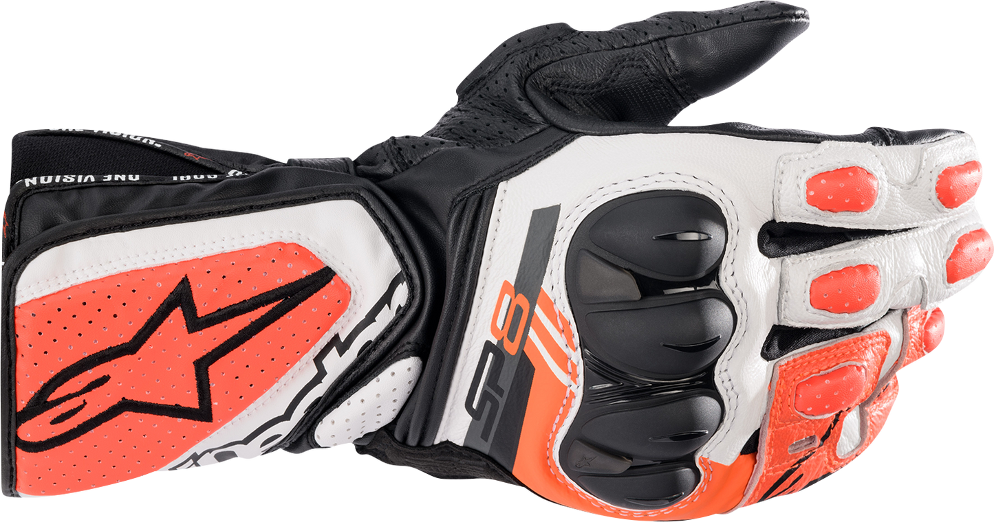 Alpinestars SP-8 V3 Gloves – Black/White/Fluo Red, Large