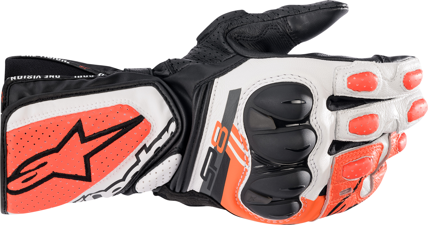 Alpinestars SP-8 V3 Gloves – Black/White/Fluo Red, Large