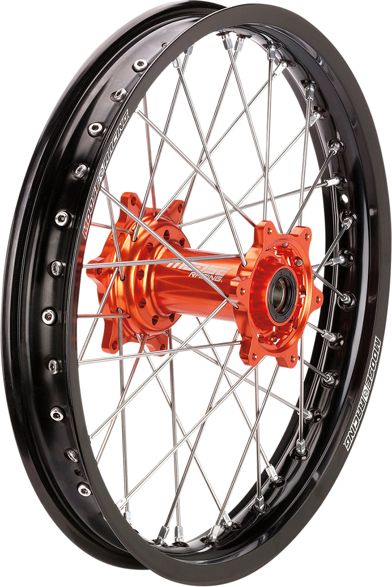 MOOSE OFFROAD SX-1 Rear Wheel Assembly with Black Wheel and Orange Hub for KTM, Gas Gas, Husqvarna – Part MR-21518-BKOR