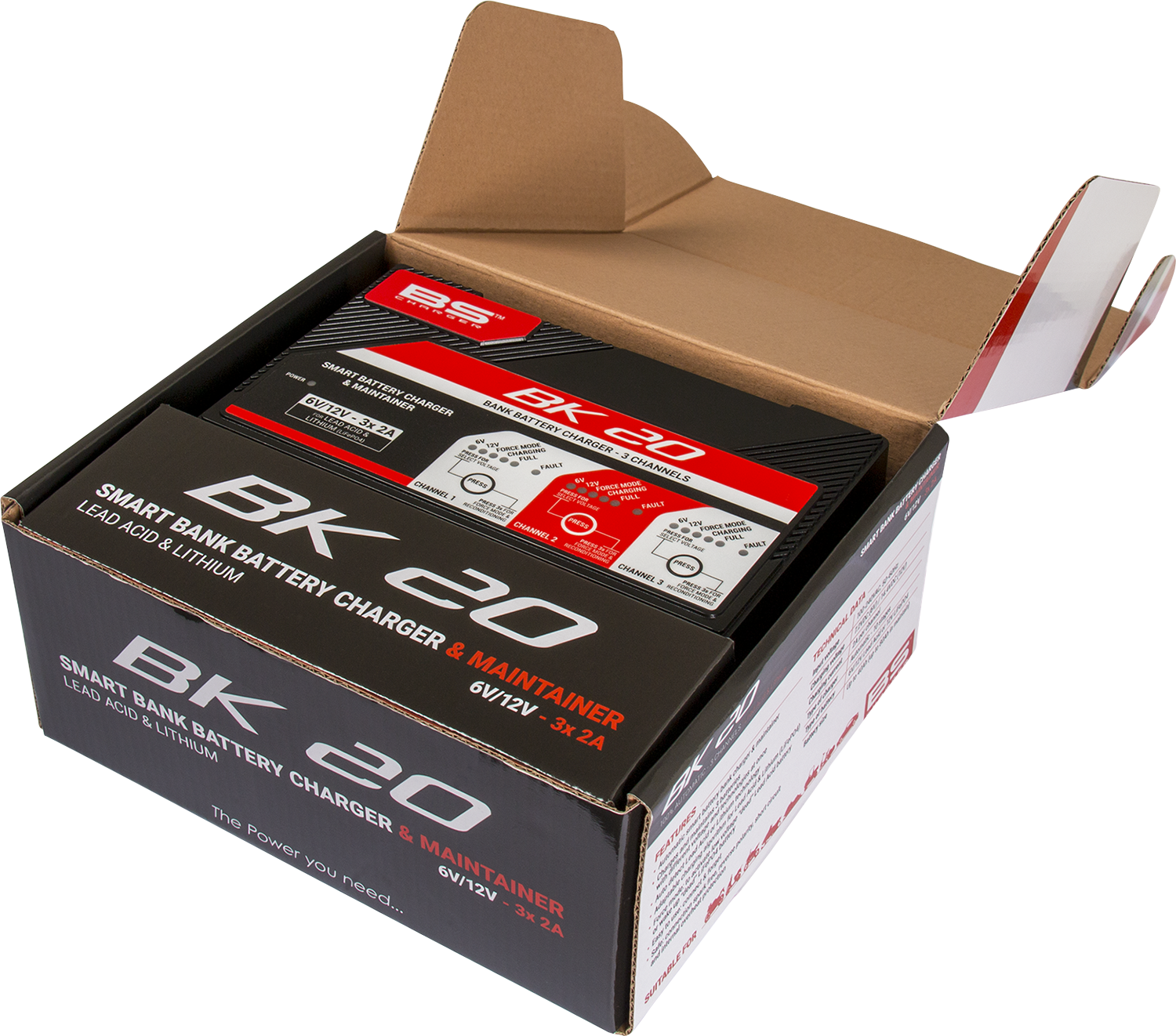 BS Battery BK20 700554 Battery Charger and Maintainer for 6V and 12V Lead Acid and Lithium Batteries