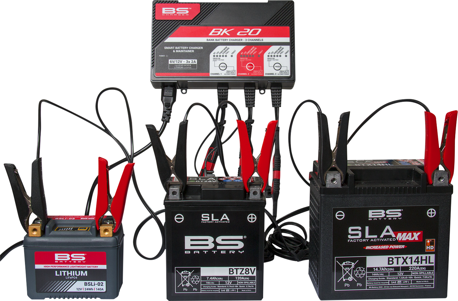 BS Battery BK20 700554 Battery Charger and Maintainer for 6V and 12V Lead Acid and Lithium Batteries