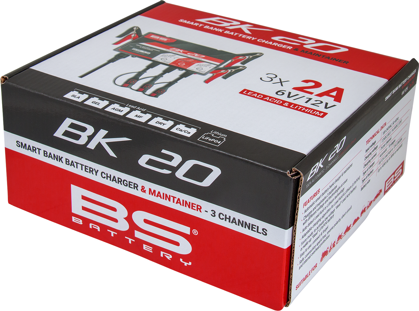 BS Battery BK20 700554 Battery Charger and Maintainer for 6V and 12V Lead Acid and Lithium Batteries