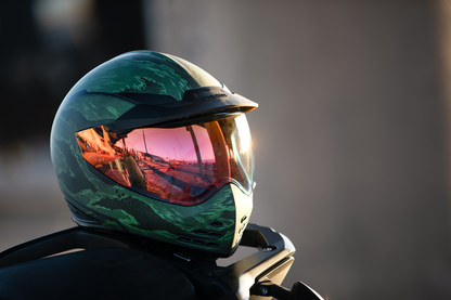 ICON Domain™ Helmet Tiger's Blood Green XS with Removable Features and Fog-Free Shield