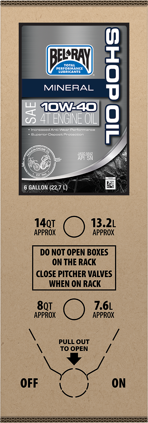 BEL-RAY Shop Oil 10W-40, 6 U.S. Gallon Bag-In-Box - Part Number 301290150033