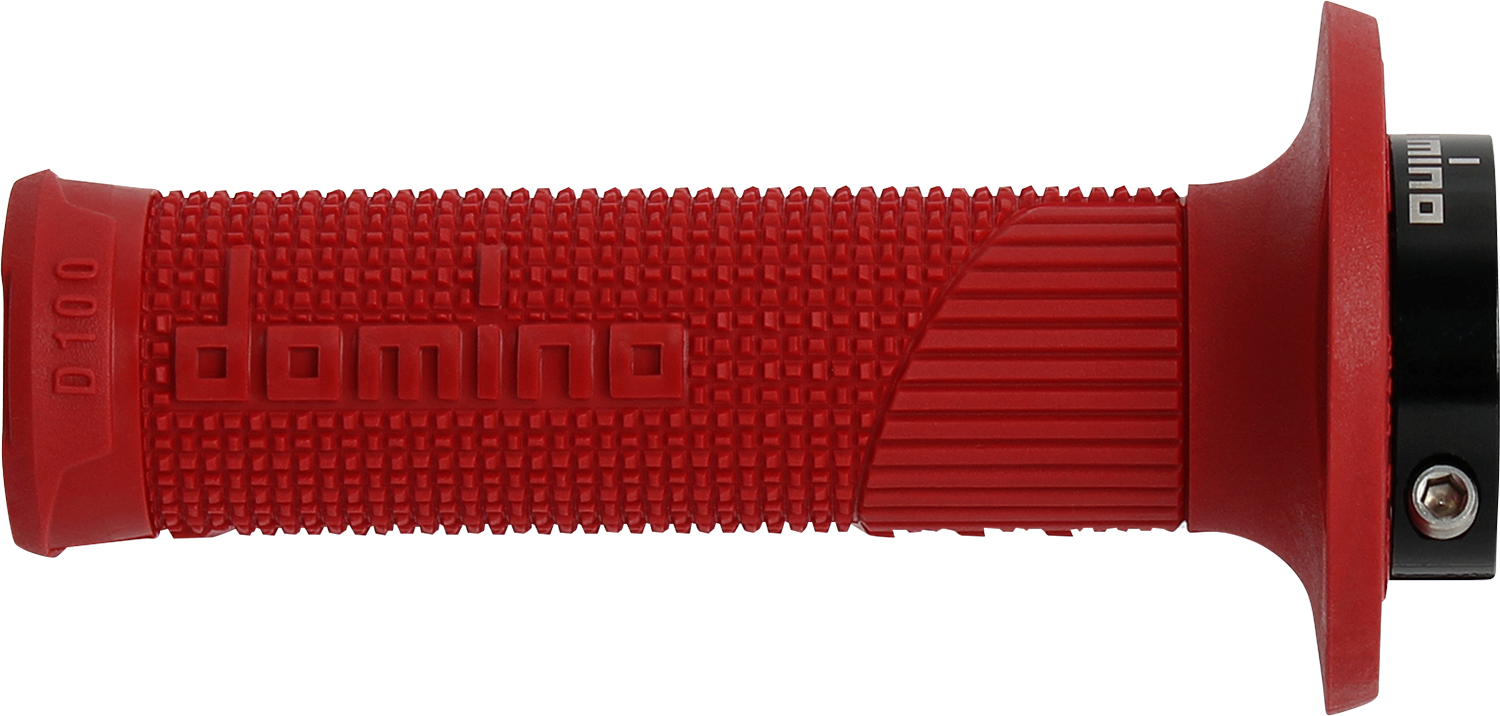 DOMINO D100 D-Lock Grips - Red with High Grip Knurling and Easy Installation