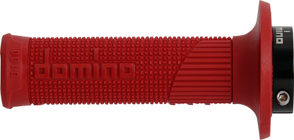 DOMINO D100 D-Lock Grips - Red with High Grip Knurling and Easy Installation