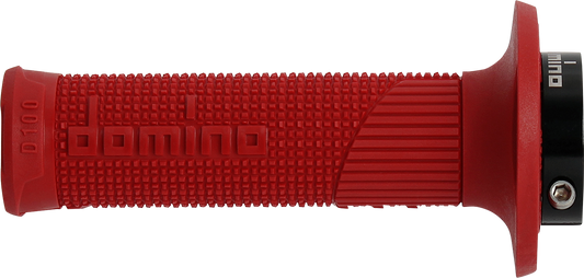DOMINO D100 D-Lock Grips - Red with High Grip Knurling and Easy Installation