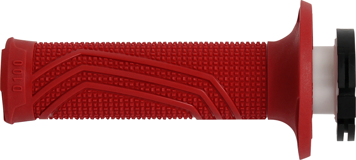 DOMINO D100 D-Lock Grips - Red with High Grip Knurling and Easy Installation