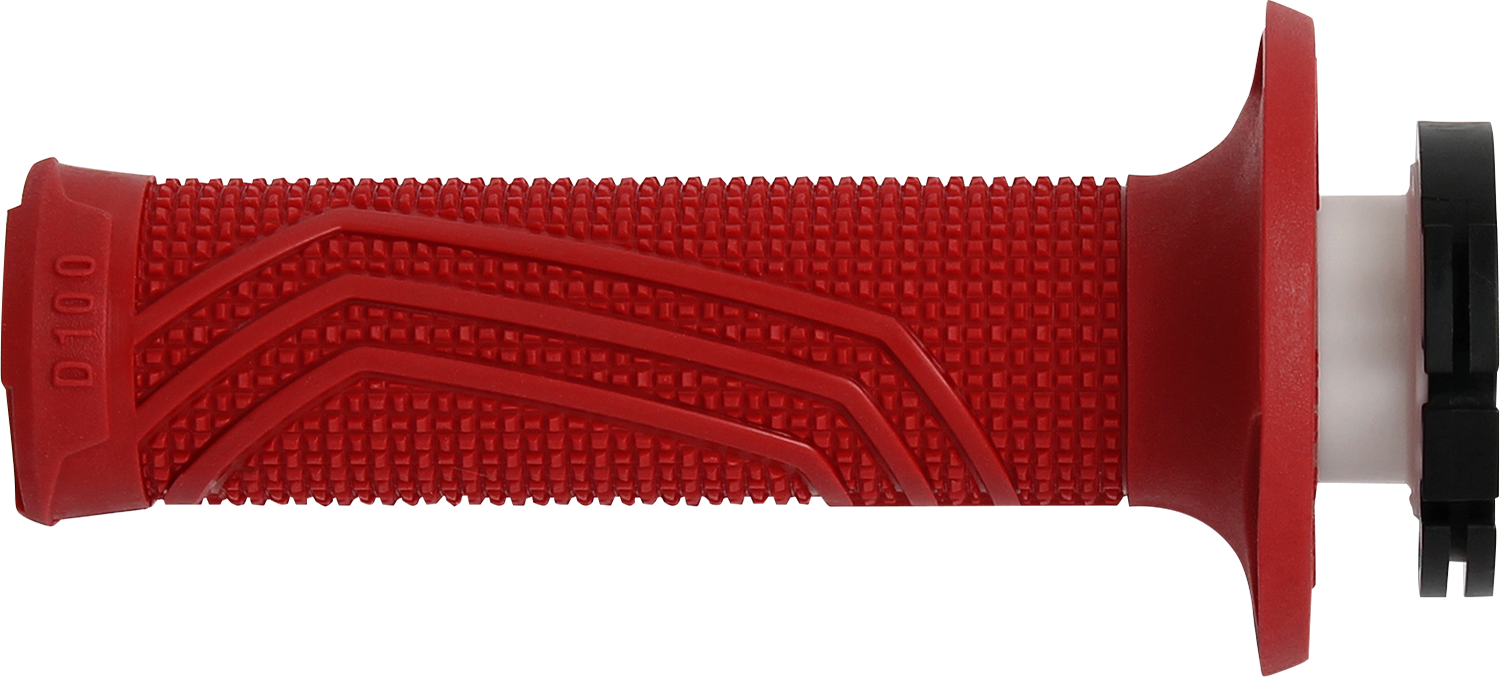 DOMINO D100 D-Lock Grips - Red with High Grip Knurling and Easy Installation