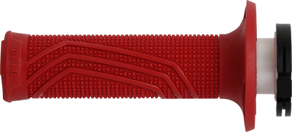 DOMINO D100 D-Lock Grips - Red with High Grip Knurling and Easy Installation