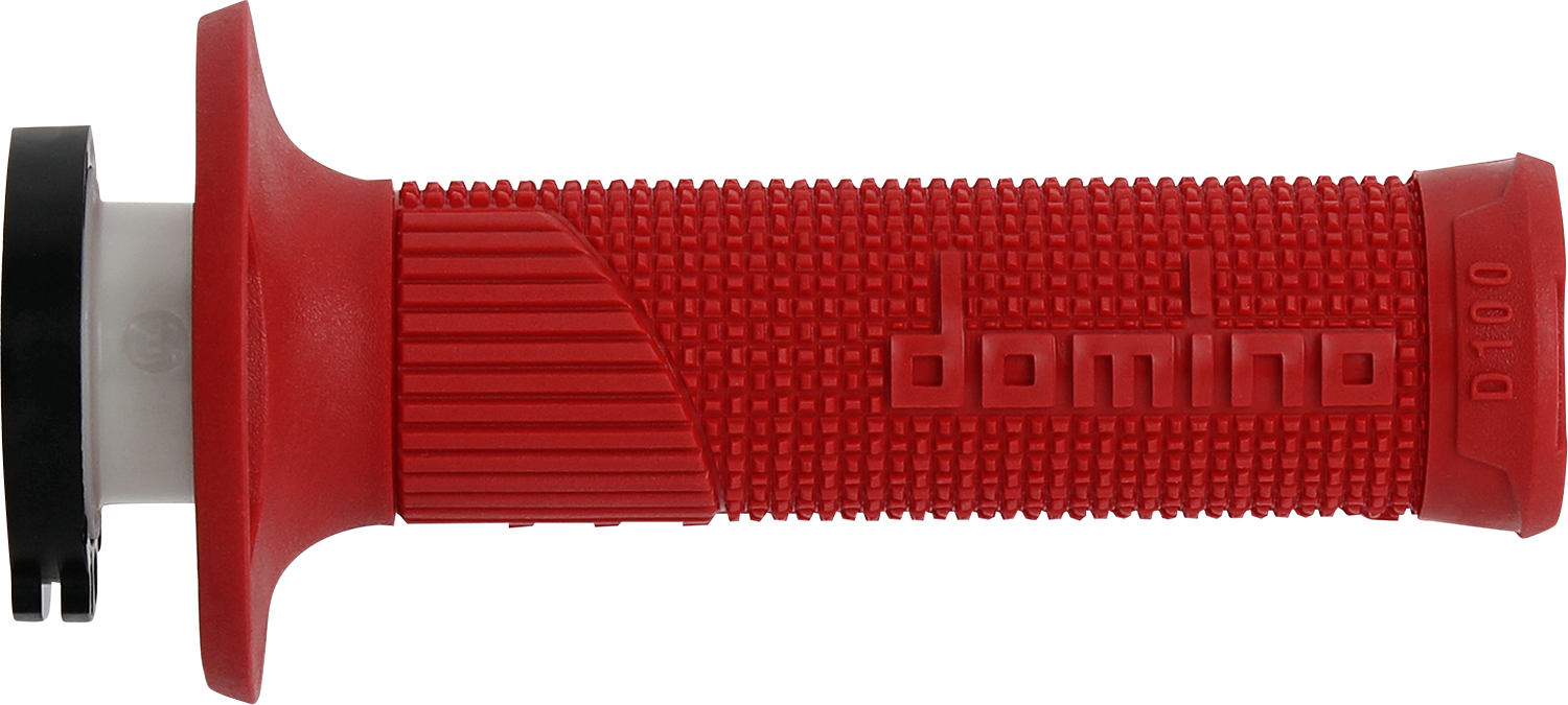 DOMINO D100 D-Lock Grips - Red with High Grip Knurling and Easy Installation