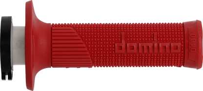 DOMINO D100 D-Lock Grips - Red with High Grip Knurling and Easy Installation
