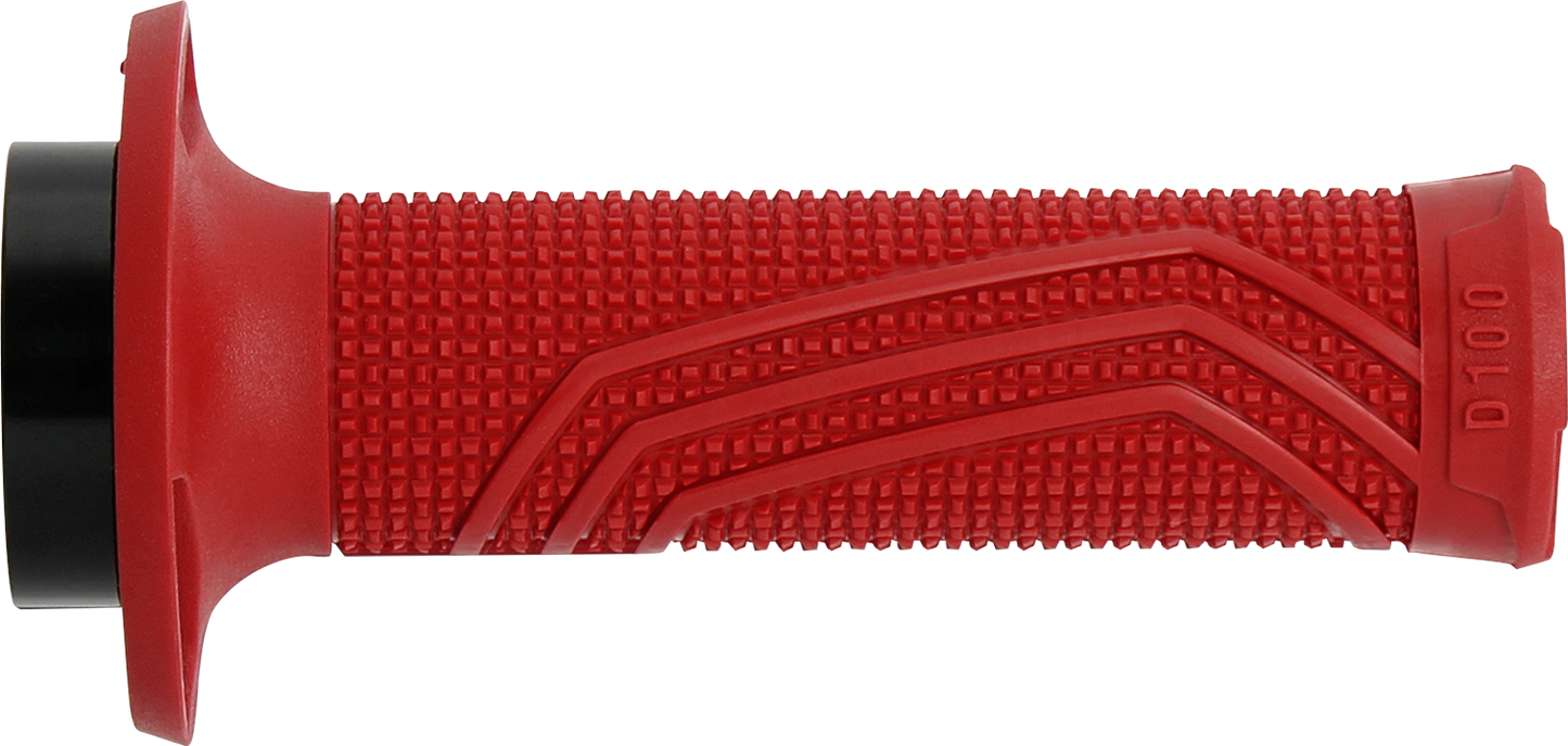 DOMINO D100 D-Lock Grips - Red with High Grip Knurling and Easy Installation