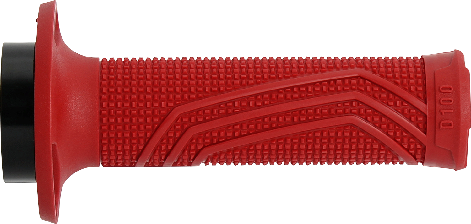 DOMINO D100 D-Lock Grips - Red with High Grip Knurling and Easy Installation