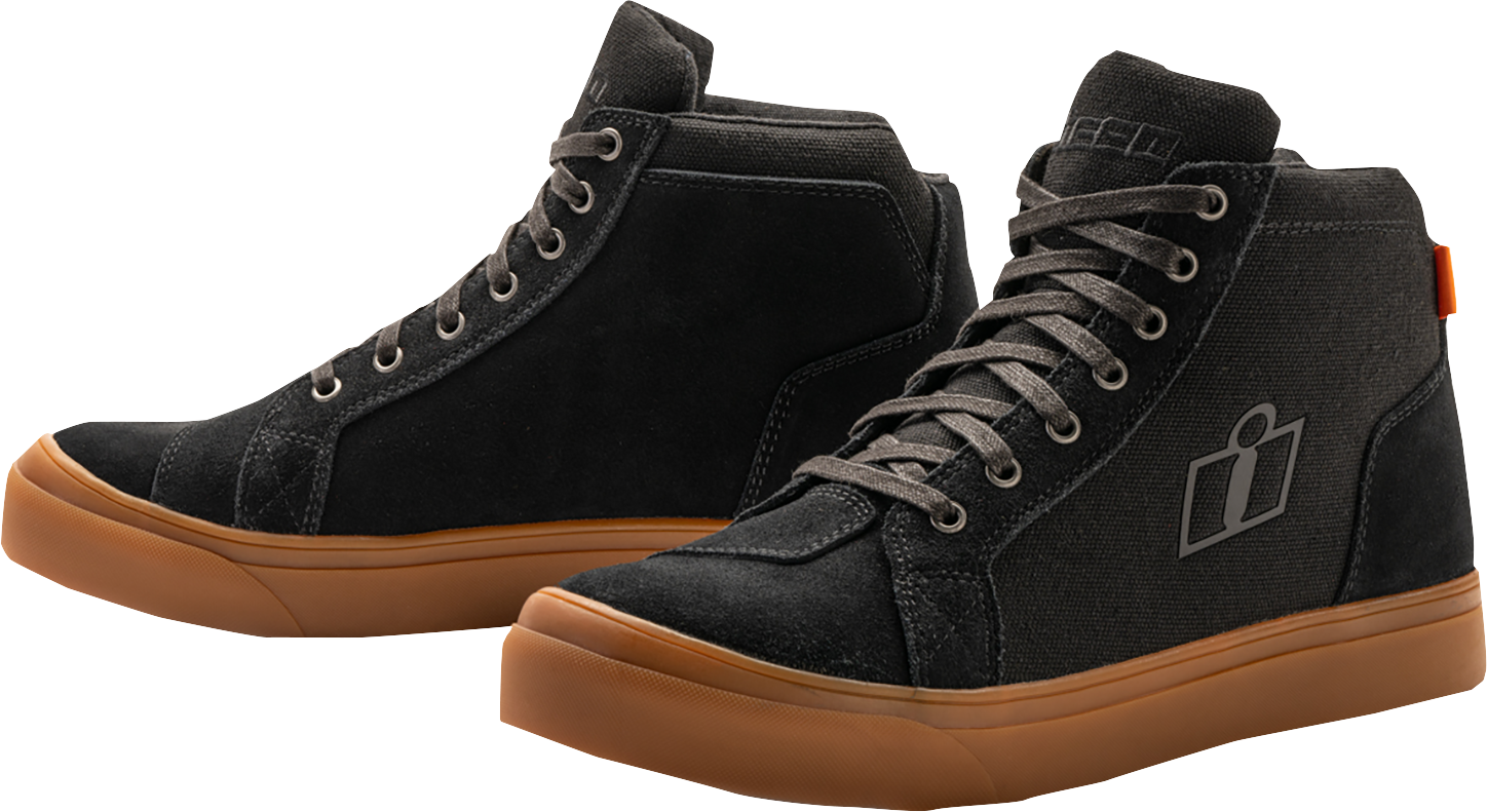 ICON Carga Boots - Black, US 8 - Durable Leather Work Boots with D3O Ankle Inserts and Slip-Resistant Outsole