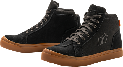 ICON Carga Boots - Black, US 8 - Durable Leather Work Boots with D3O Ankle Inserts and Slip-Resistant Outsole
