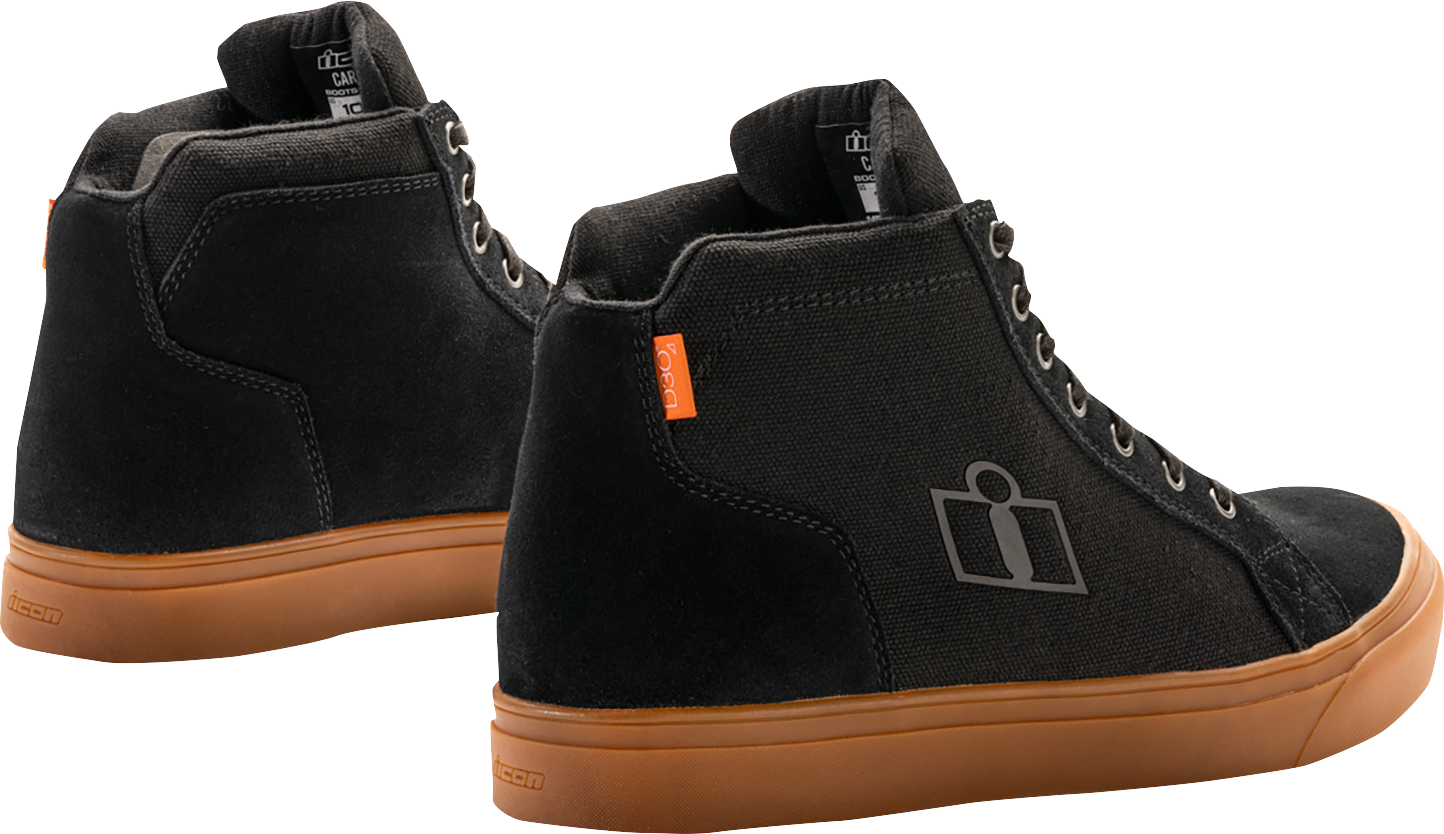 ICON Carga Boots - Black, US 8 - Durable Leather Work Boots with D3O Ankle Inserts and Slip-Resistant Outsole