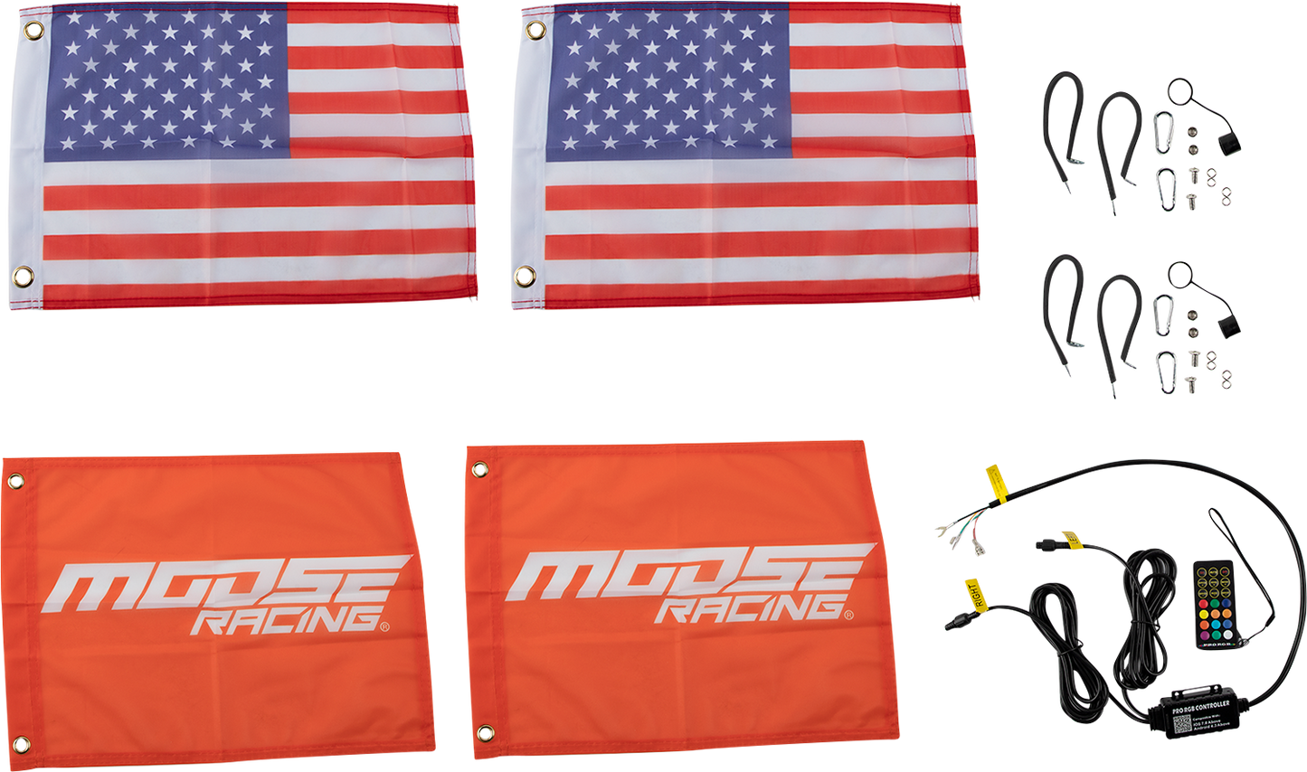 MOOSE OFFROAD 24-inch PQRCHSBTR122-PU Whip Lights with Bluetooth Control and Flag Kit