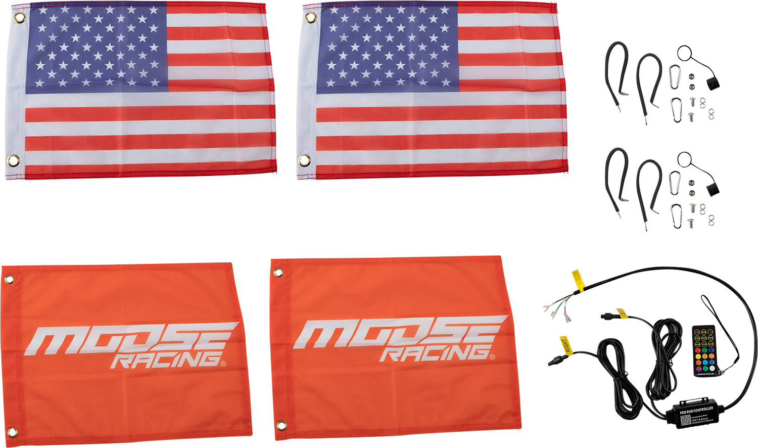 MOOSE OFFROAD 24-inch PQRCHSBTR122-PU Whip Lights with Bluetooth Control and Flag Kit